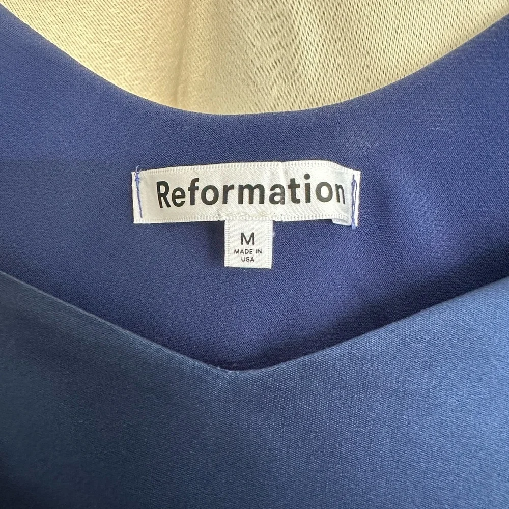 Reformation Deep Blue V-Neck Dress - Picture 5 of 5